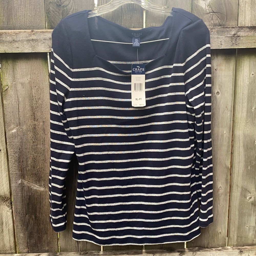 Chaps Striped Top sz. XL petite NWT